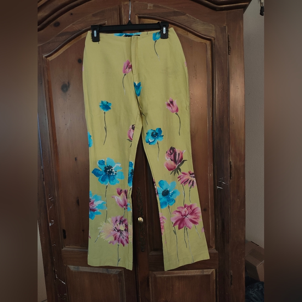 Bisou Bisou Vibrant Yellow Floral Pants